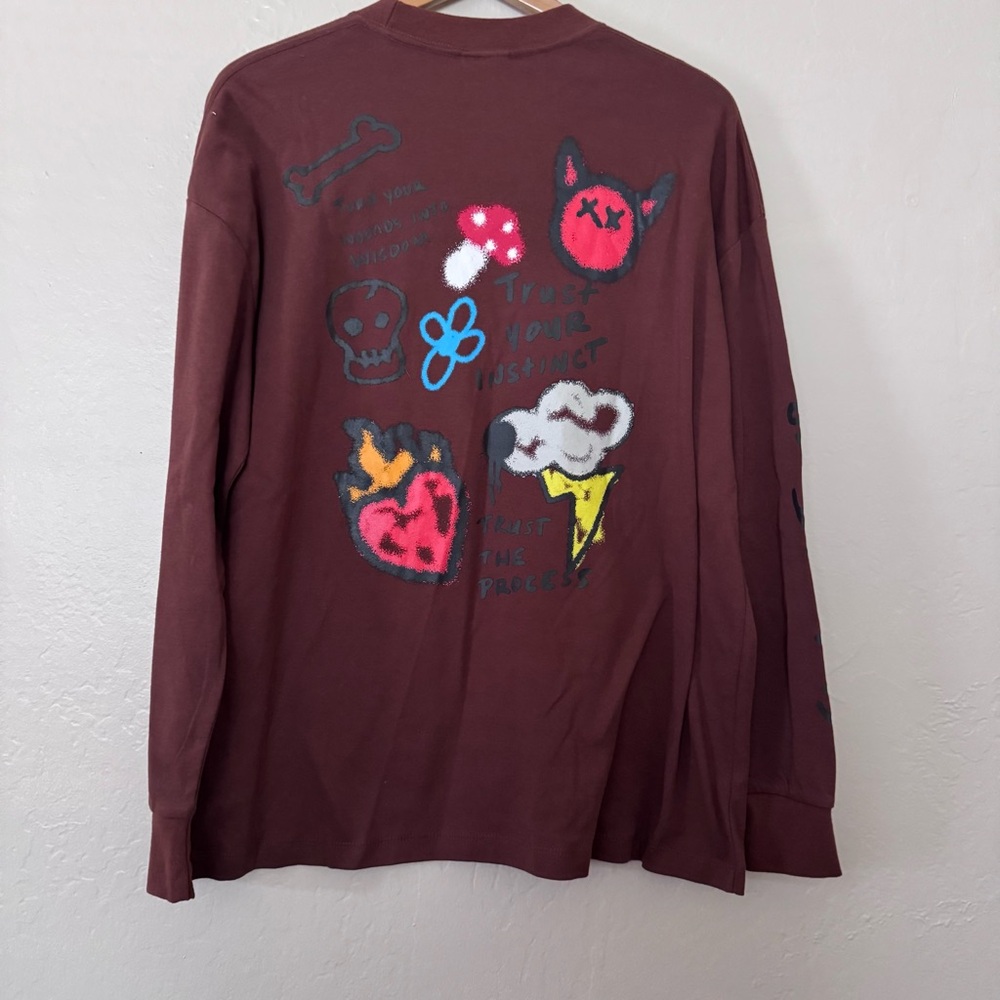 Brown Zuniga Graphic Long Sleeve Shirt Size L - Picture 7 of 15